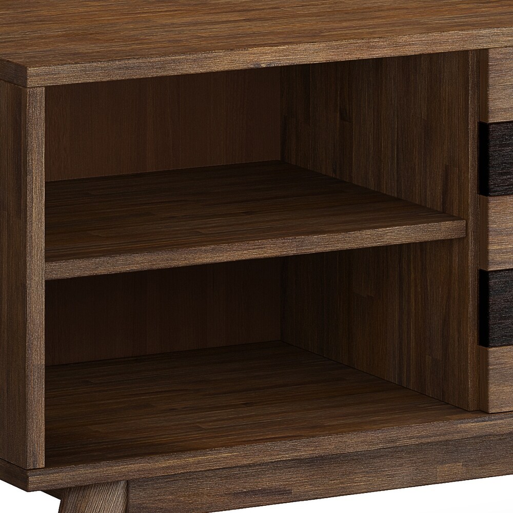 Wright SOLID ACACIA WOOD 60 inch Wide Mid Century Design TV Media Stand in Rustic Natural Aged Brown   18\