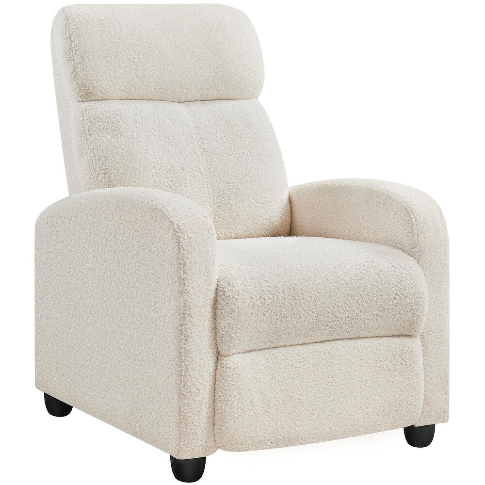 Fabric Recliner Chair Single Sofa Home Theater Seatting Adjustable Modern Single Reclining Living Room Bedroom Ivory