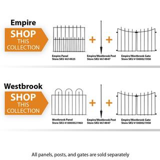 Vigoro EmpireWestbrook 41 in. x 2.3 in. x 2.3 in. Black Steel Fence Post 860398