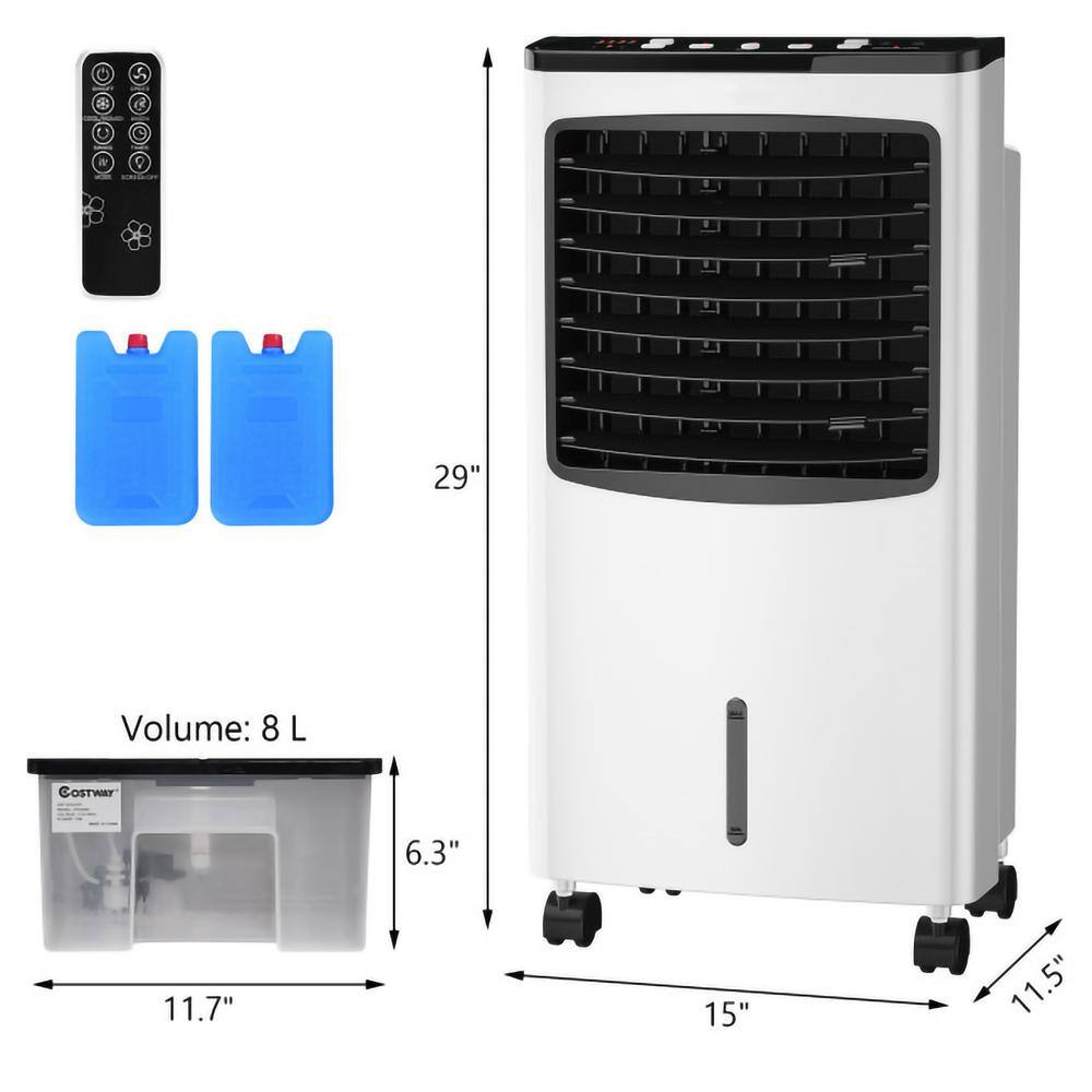 Aoibox 3-in-1 Portable Evaporative Air Conditioner Cooler with Remote Control for Home and Office in White SNSA05FN021