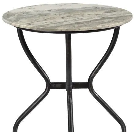 Olsen White and Grey Marble Round Accent Table