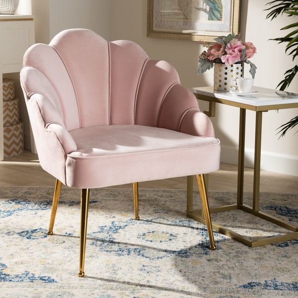 Silver Orchid Cogan Upholstered Seashell Shaped Accent Chair