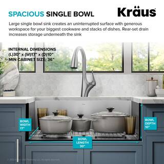 KRAUS Standart PRO 32 in. Undermount Single Bowl 16 Gauge Stainless Steel Kitchen Sink with Accessories KHU100-32