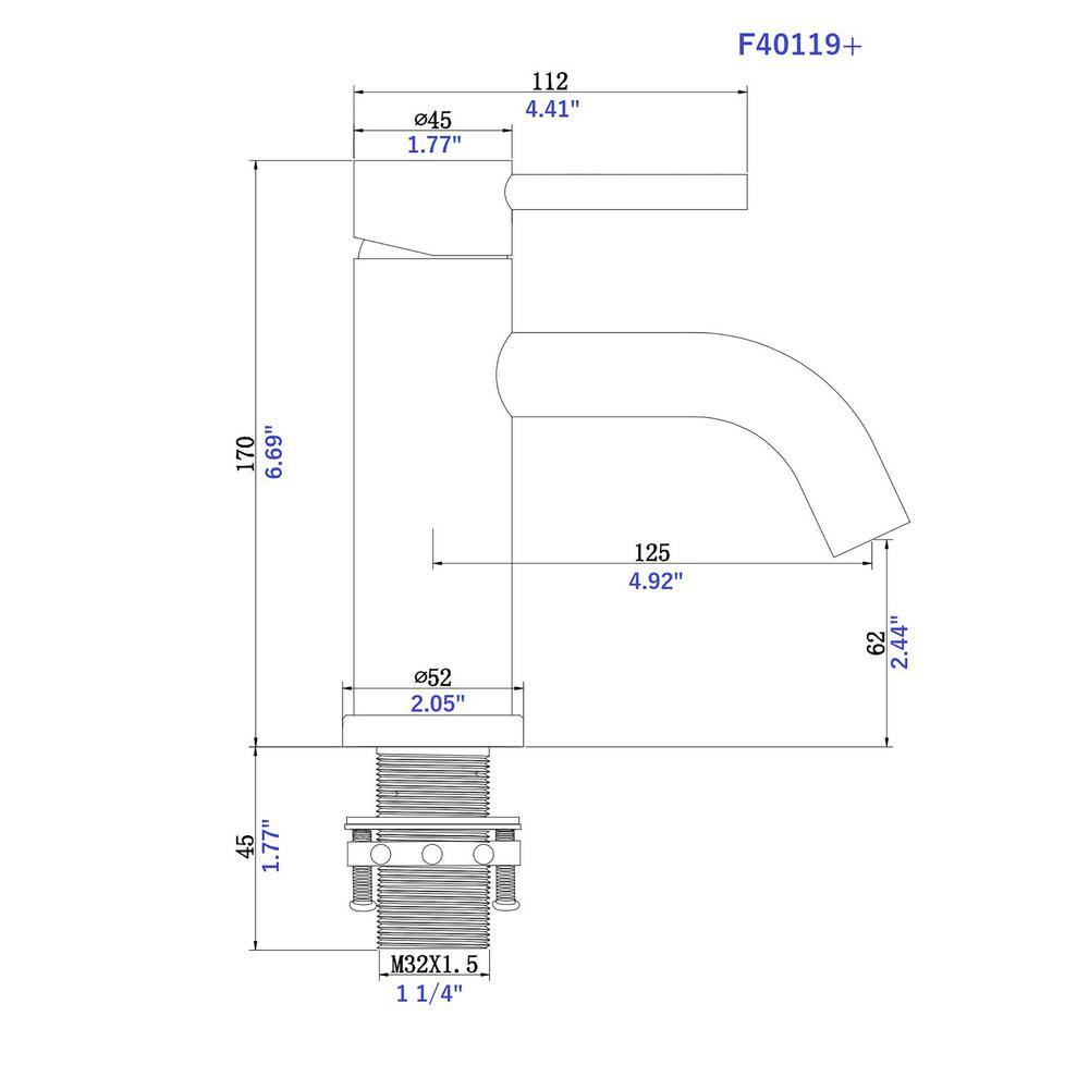 Maincraft Single-Handle Single-Hole Bathroom Faucet in Brushed Nickel L40119BNT