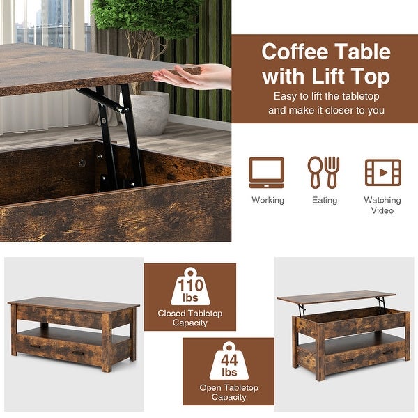 Lift Top Coffee Table Accent Table with Enclosed Compartment