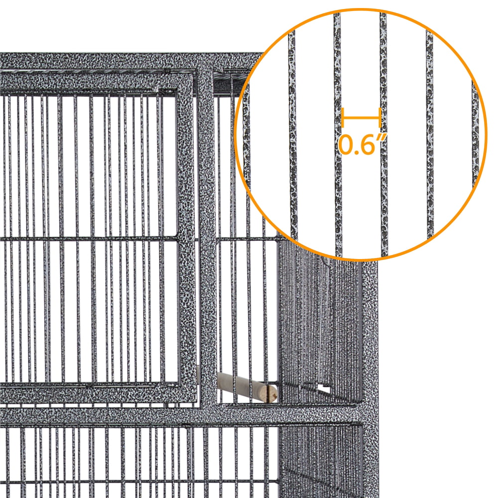 SMILE MART Divided Breeder Cage Stackable Wide Bird Cage for Small Birds Lovebirds Finch Canaries Parakeets Cockatiels Budgies Metal， Black