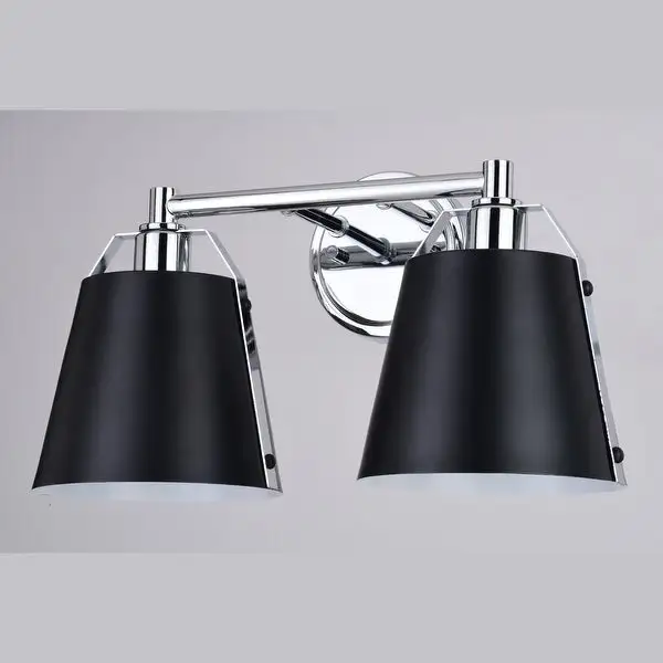 Barrington Black and Chrome Industrial Bathroom Vanity Light Fixture with Metal Shade