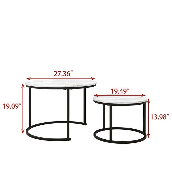 BlackandWhite Round Coffee Tables for Living Room(Set of 2)