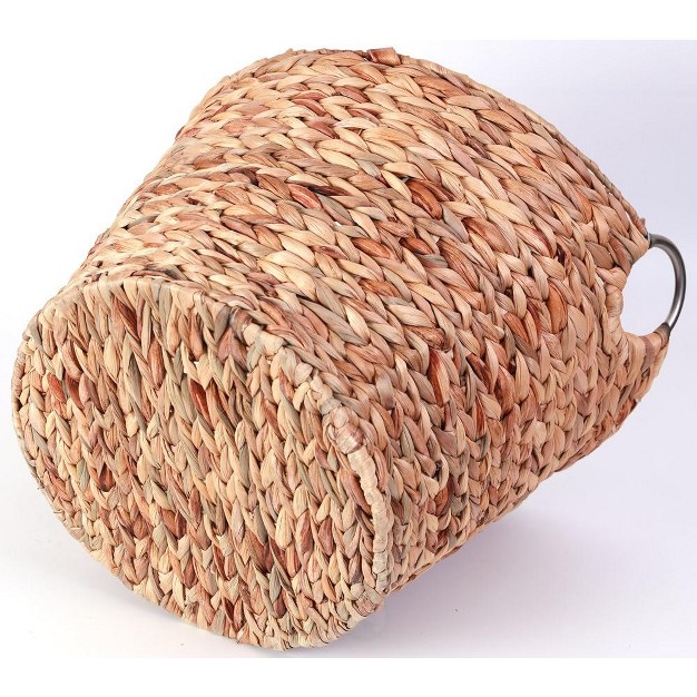 Water Hyacinth Wicker Large Round Storage Laundry Basket With Handles