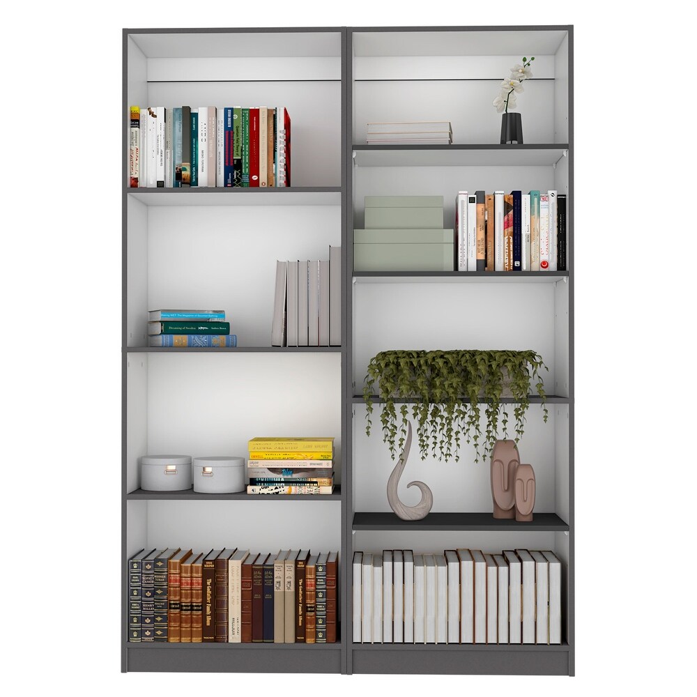 Kenyon Tall 5 Shelf Wide Bookcase Set of 2   N/A