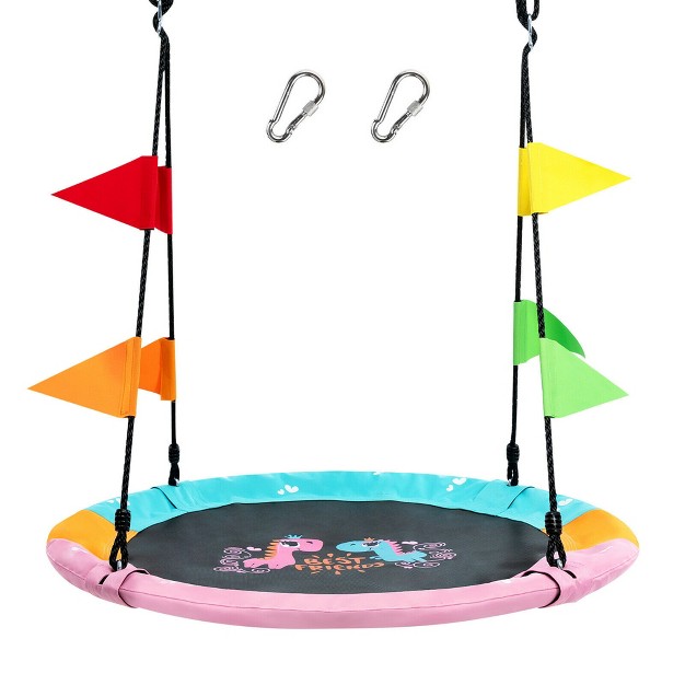 Costway 40 x27 x27 Flying Saucer Tree Swing Indoor Outdoor Swing Play Set W hanging Strap Horse