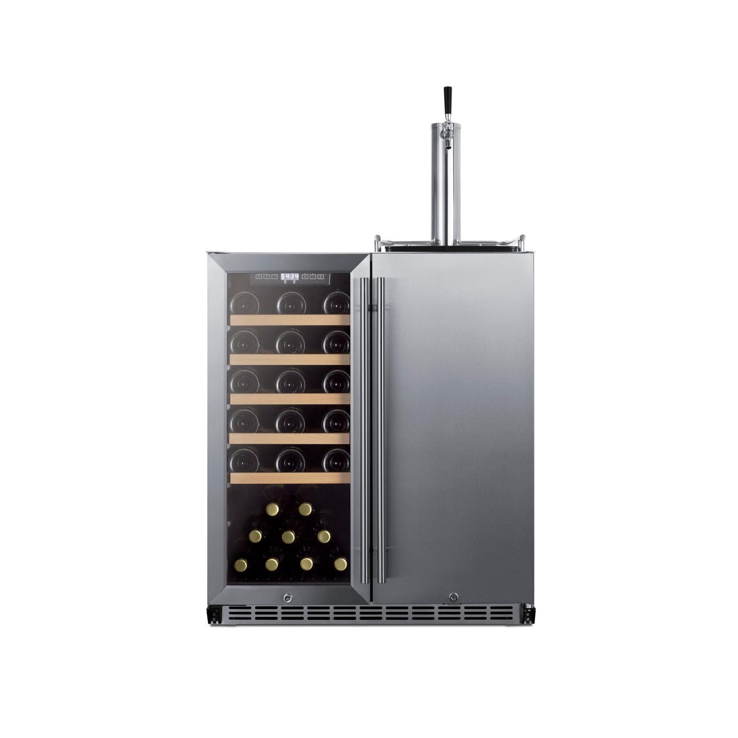 Summit 30-Inch Indoor/Outdoor Dual Zone Wine Cellar / Singe Tap Beer Dispenser / Kegerator