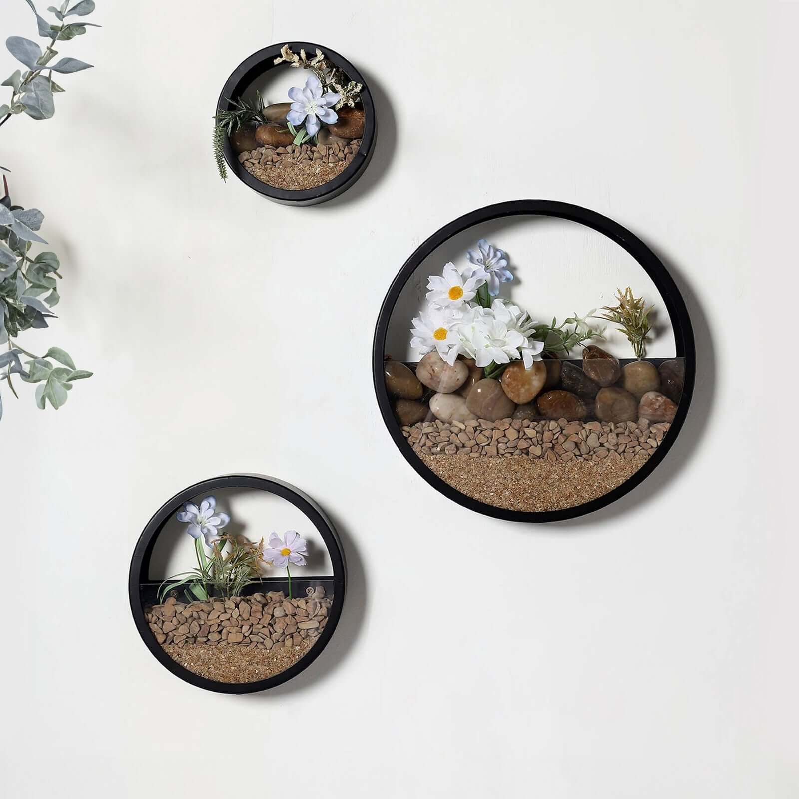 Set of 3 Black Half Moon Wall Planters, Round Metal Wall Hanging Planter, Modern Indoor/Outdoor Terrarium 6