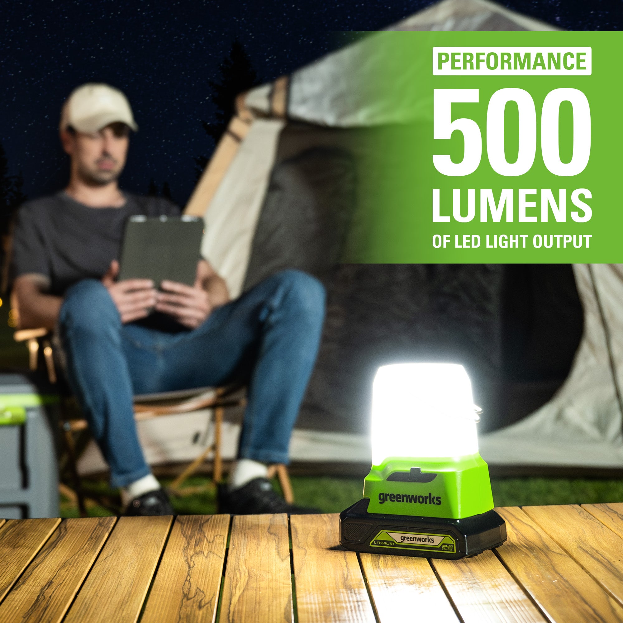 24V Cordless Battery 500 Lumen Lantern w/ 2.0Ah Battery  Charger