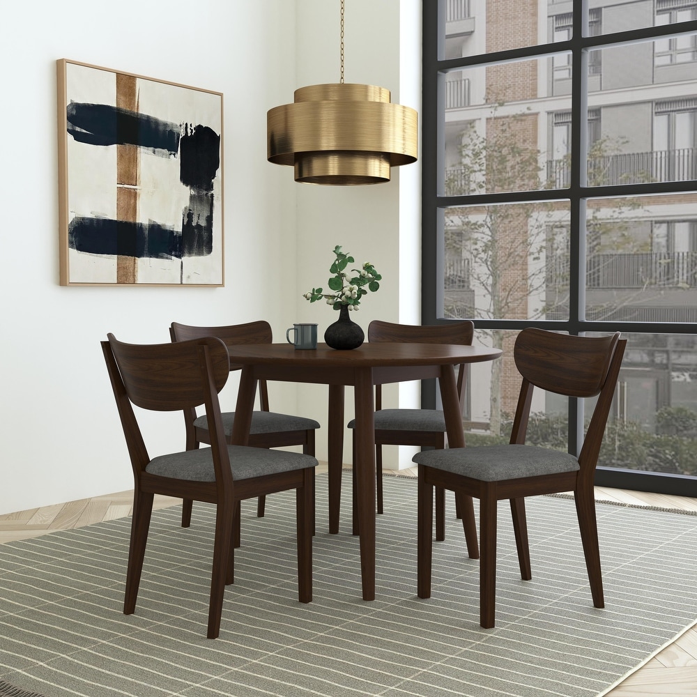 Hillsdale San Marino 5 Piece Round Wood Dining Set  Chestnut