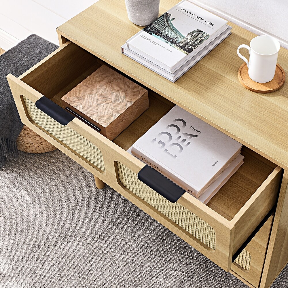 Rattan Dresser Cabinet with 3 Drawers