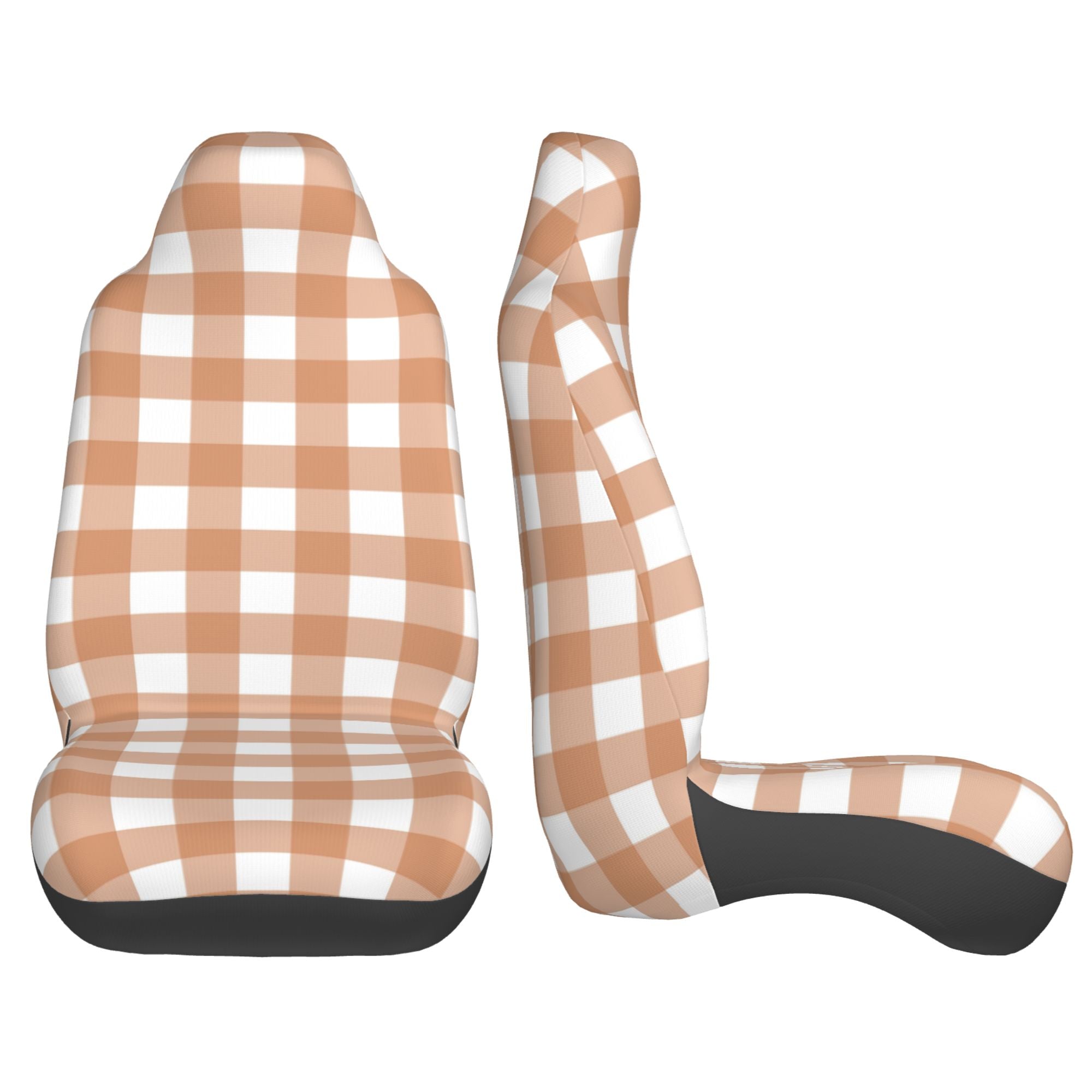 ZICANCN Car Seat Cover Brown Gingham Print Car Front Seat Covers Protectors ， Automotive Seat Covers for Cars Trucks Suv