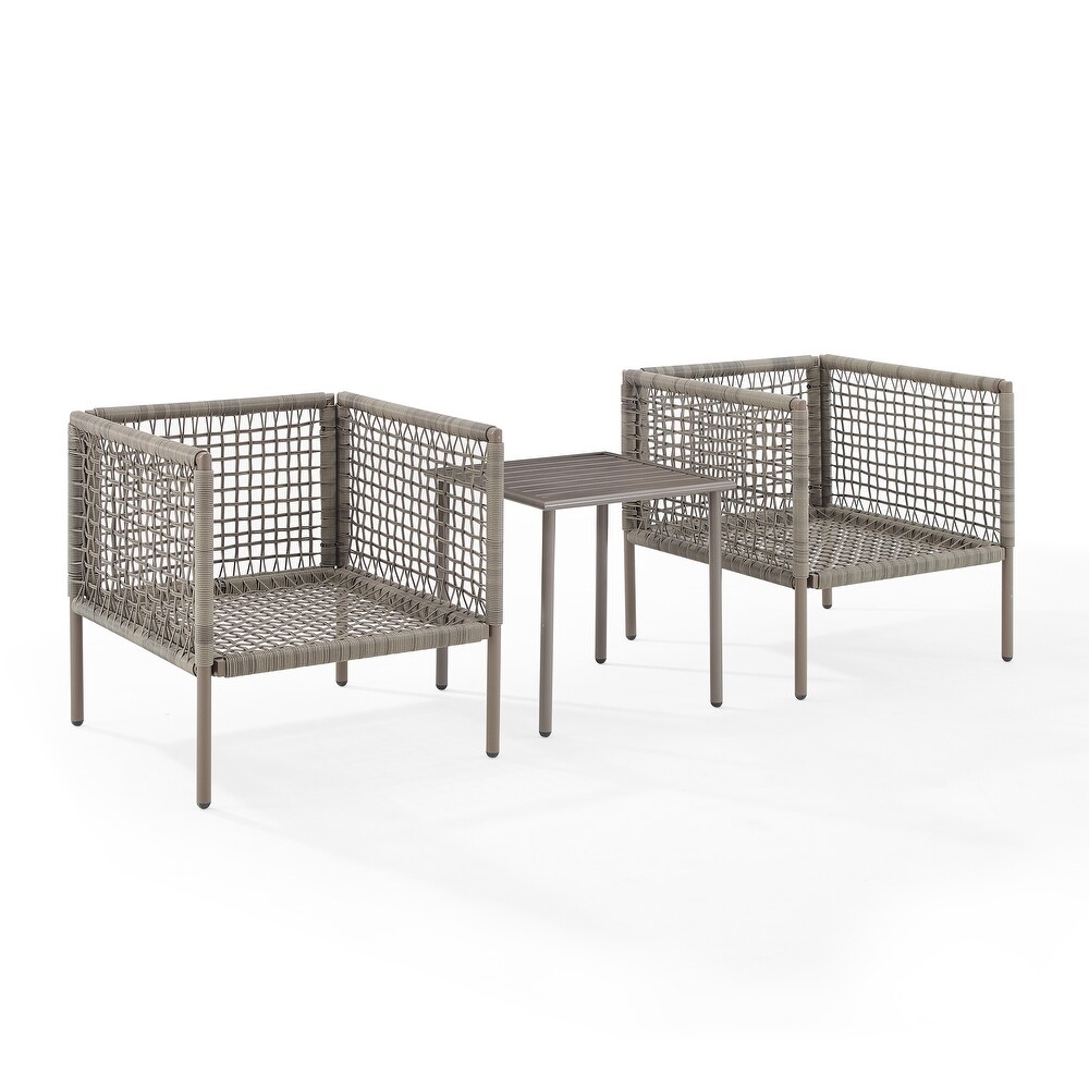 Cali Bay 3Pc Outdoor Wicker And Metal Chair Set   27.5\