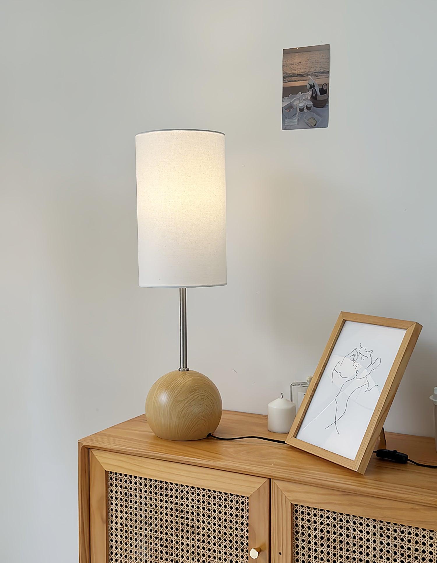 Orbis Wooden Sphere Table Lamp