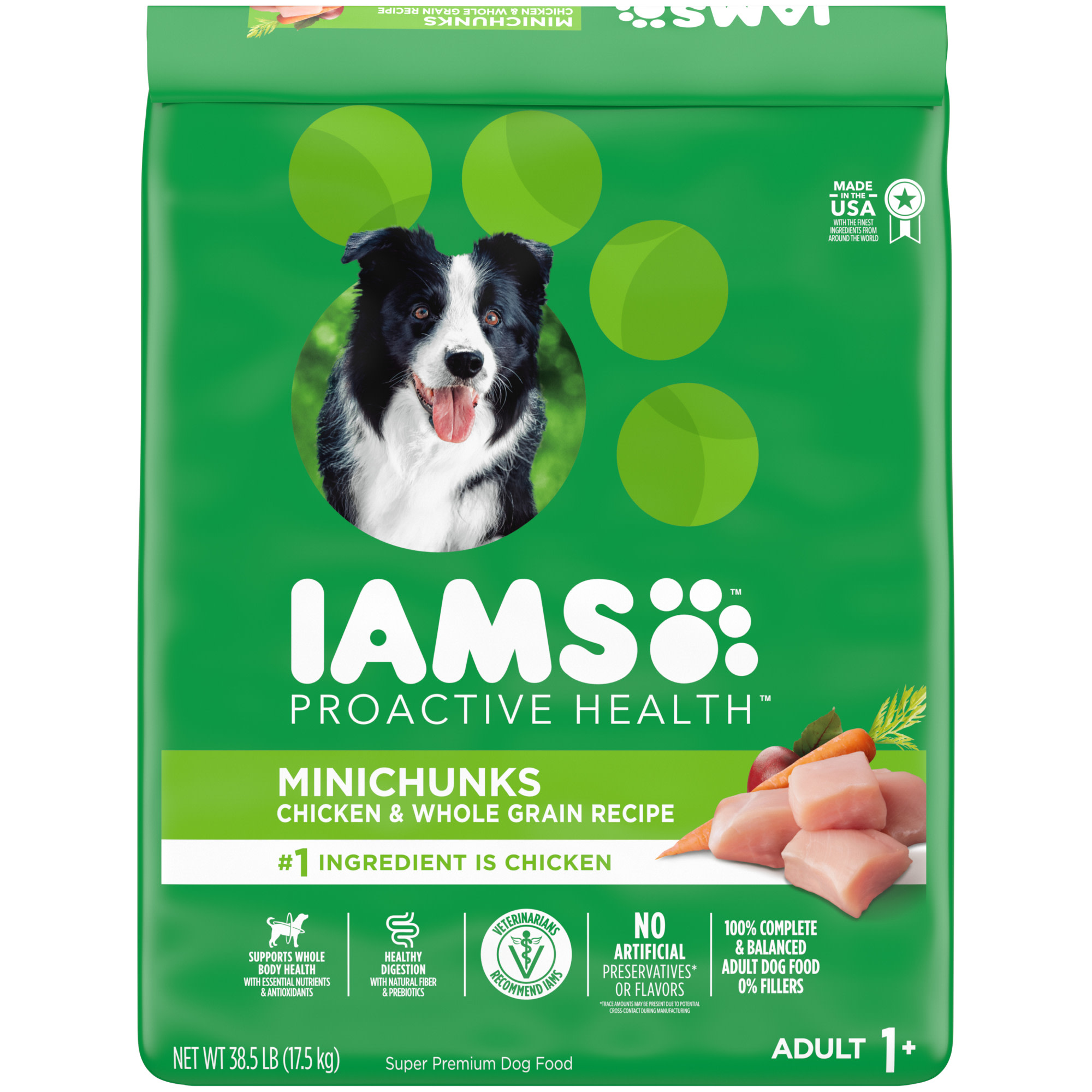 IAMS Proactive Health Minichunks with Chicken amp; Whole Grain Recipe Adult Dry Dog Food， 38.5 lbs.