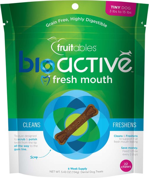 Fruitables BioActive Fresh Mouth Grain-Free Tiny Dental Dog Treats