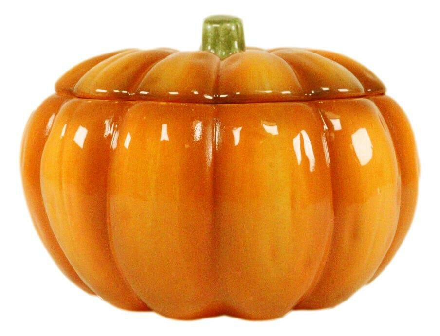 1 Pack Of 2 Kitchen Festive Bright Orange Ceramic Pumpkin Soup Dessert Bowl EBR02