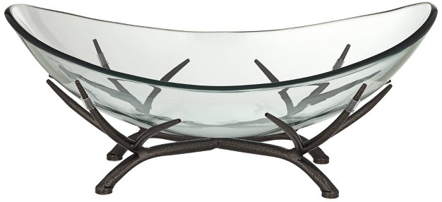 Kensington Hill St Tropez Black Metal And Clear Glass Oval Decorative Bowl