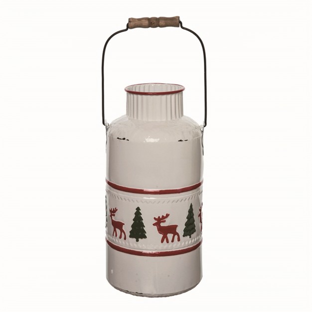 Transpac Metal White Christmas Enamel Jug