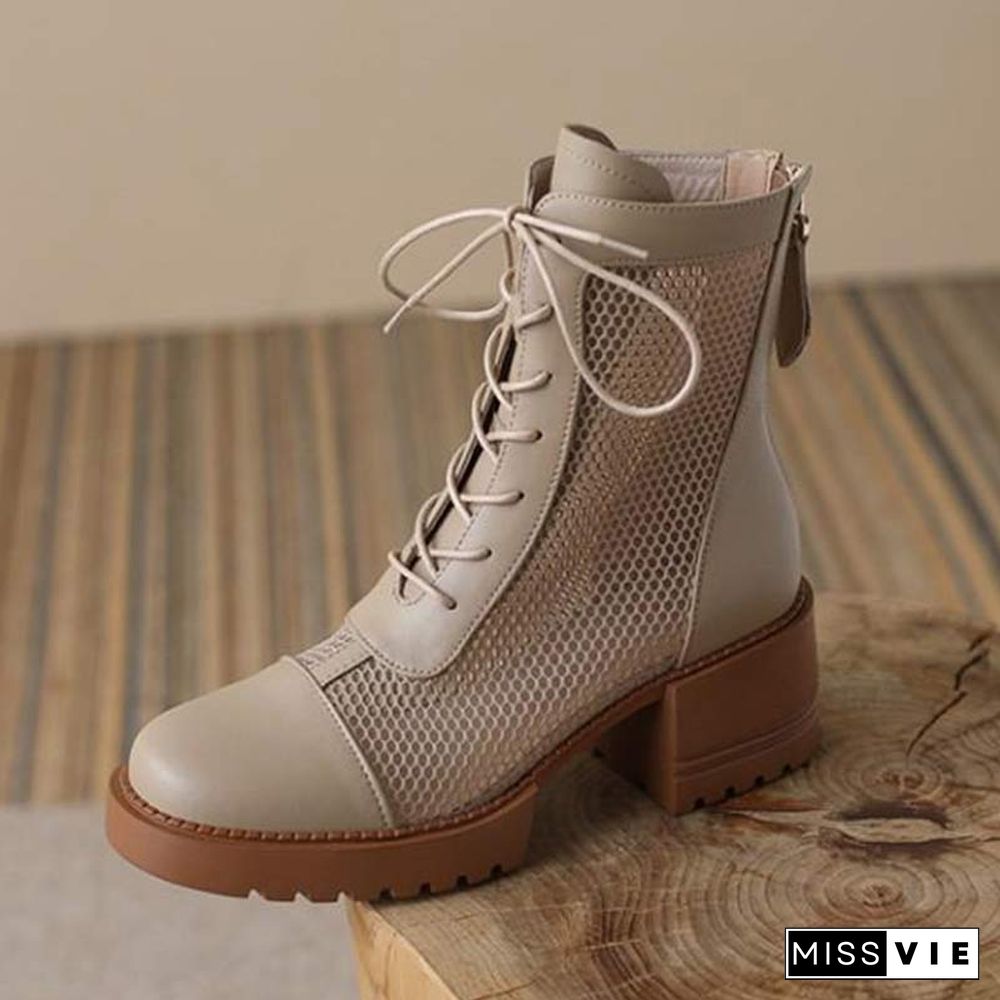 Fashion Mesh Platform Zipper Boots