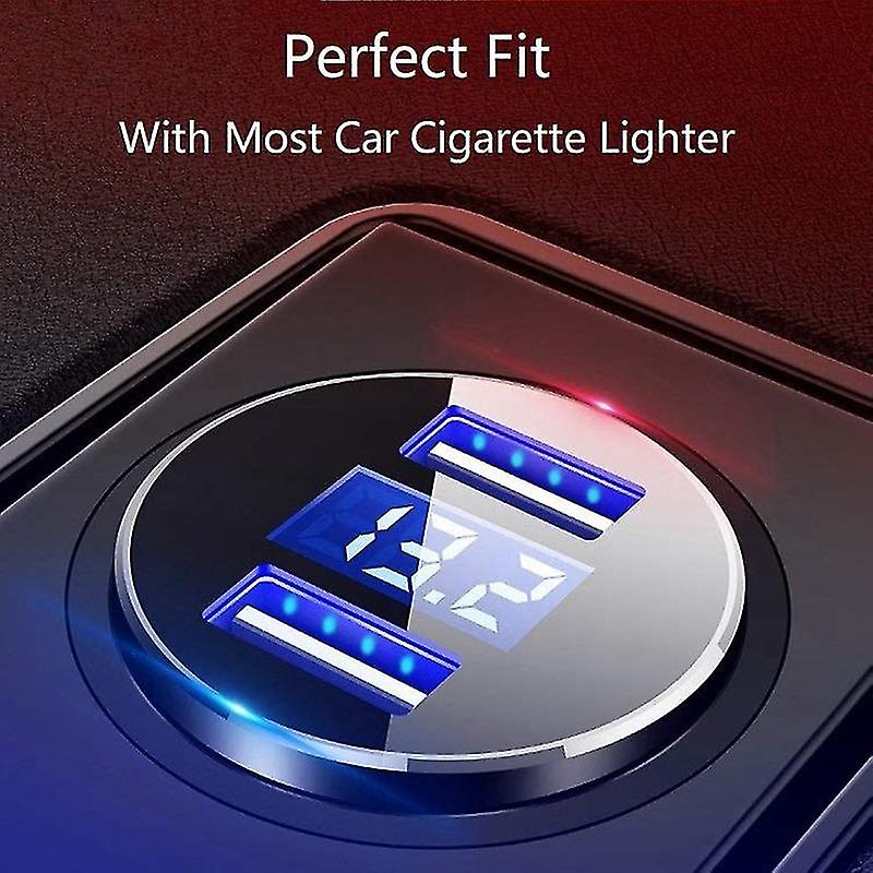 Dual Usb Car Charger， 4.8a Output Car Adapter， Cigarette-lighter Voltage Meter For ，ipad，，lg， Etc