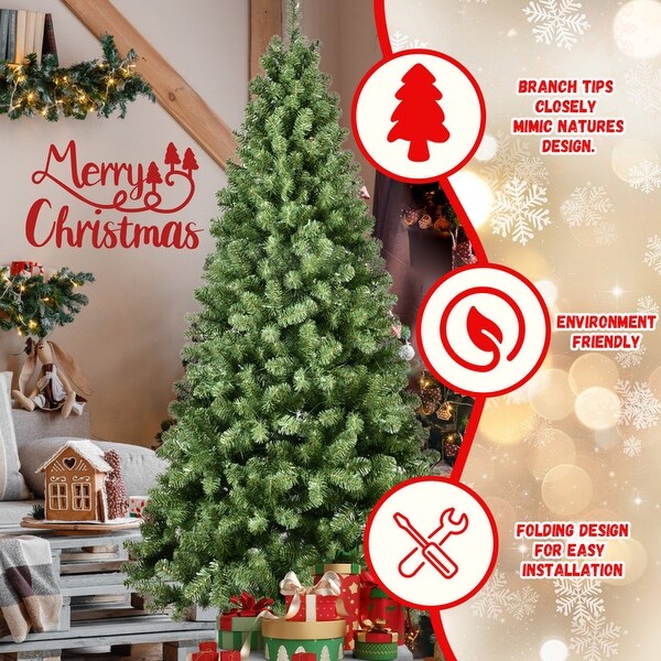 5/6/7/8/9 FT PVC Green Memory Wire Christmas Tree with Light