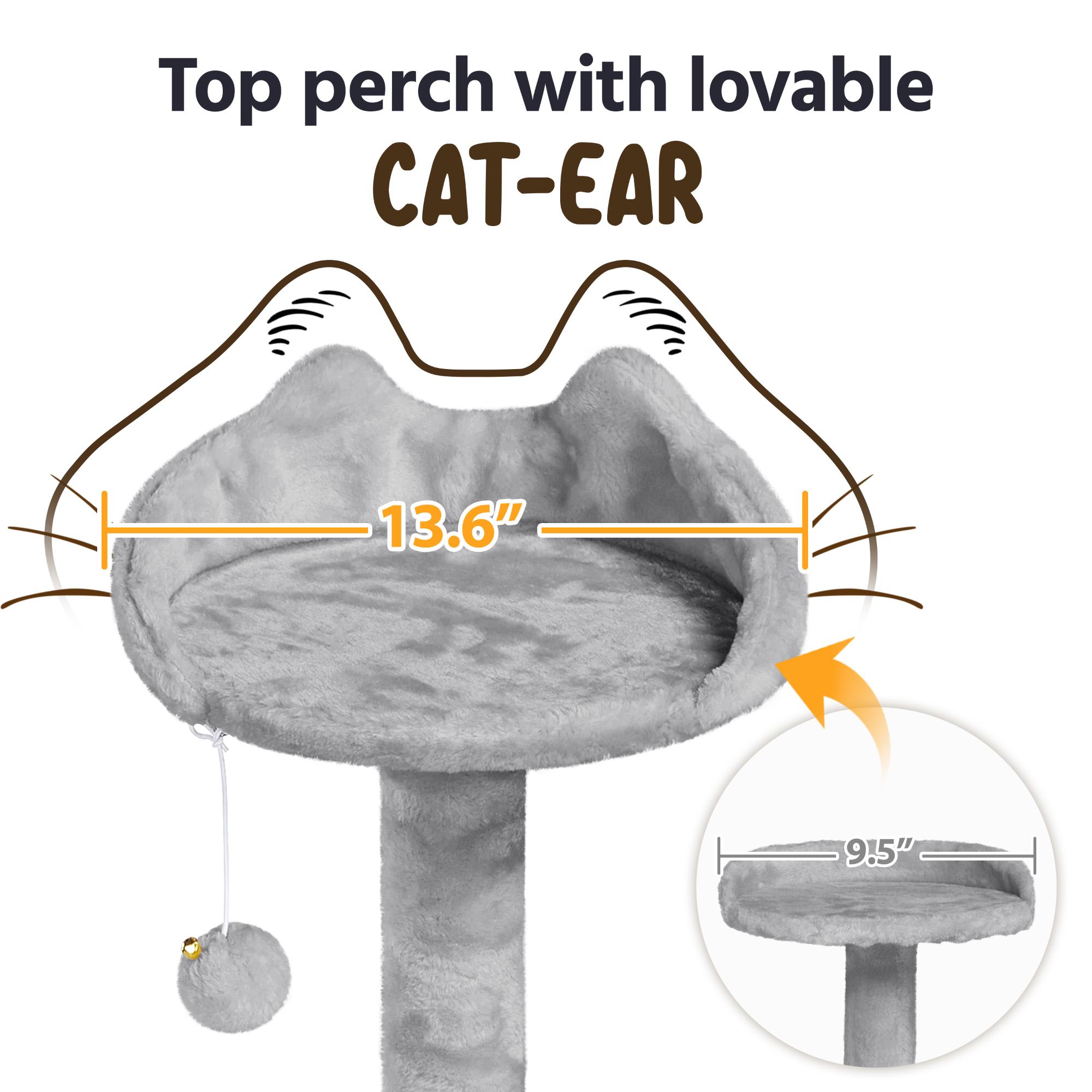 Topeakmart Light Gray Plush Cat Tree with 2 Condos， 70