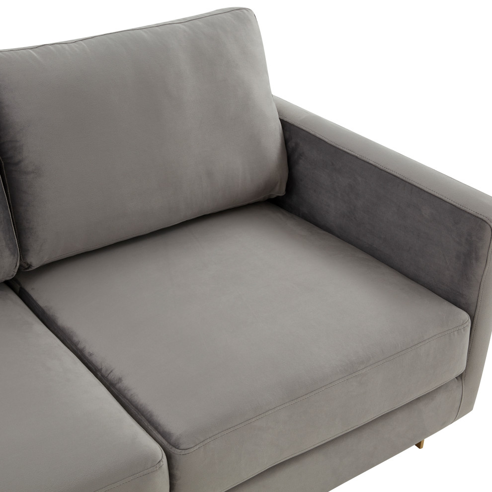 Modern Mid Century Upholstered Velvet Sofa  Gold Frame  Light Grey  LA83LGR   Contemporary   Sofas   by Timeout PRO  Houzz