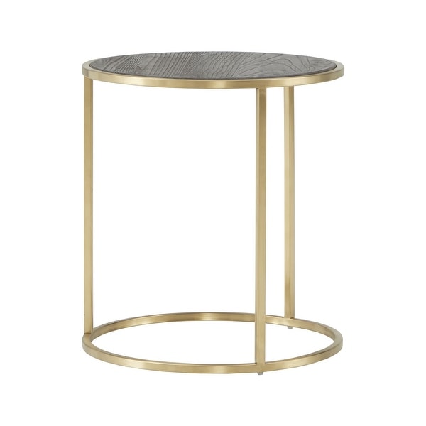 Subira Antique Gold Finished Metal and Reclaimed Wood Round Nesting End Table Set by iNSPIRE Q Bold