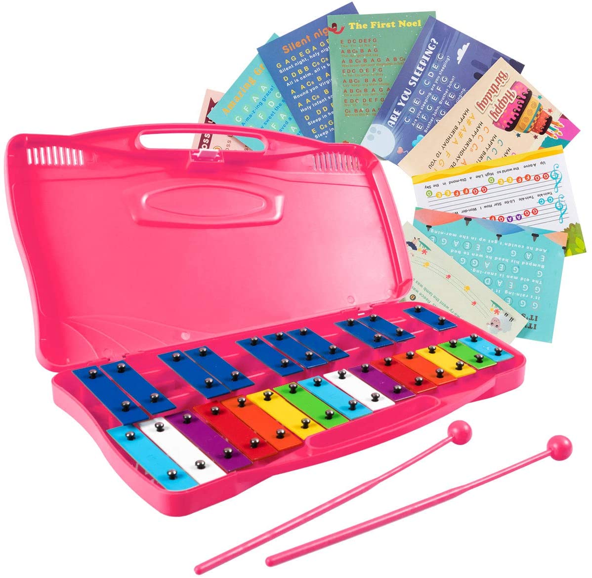 Costzon 25-Note Xylophone w/Case, 2 Child-Safe Mallets, Perfectly Tuned Instrument for Kids