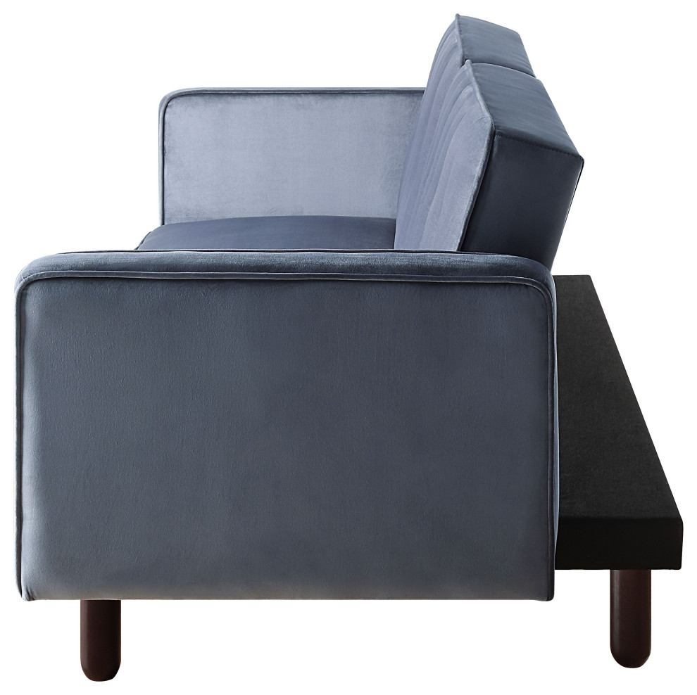 Qinven Adjustable Sofa  Dark Gray Velvet   Transitional   Sleeper Sofas   by Homesquare  Houzz