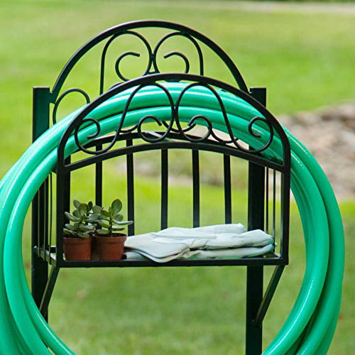 Liberty Garden 125' Decorative Hose Stand with Shelf