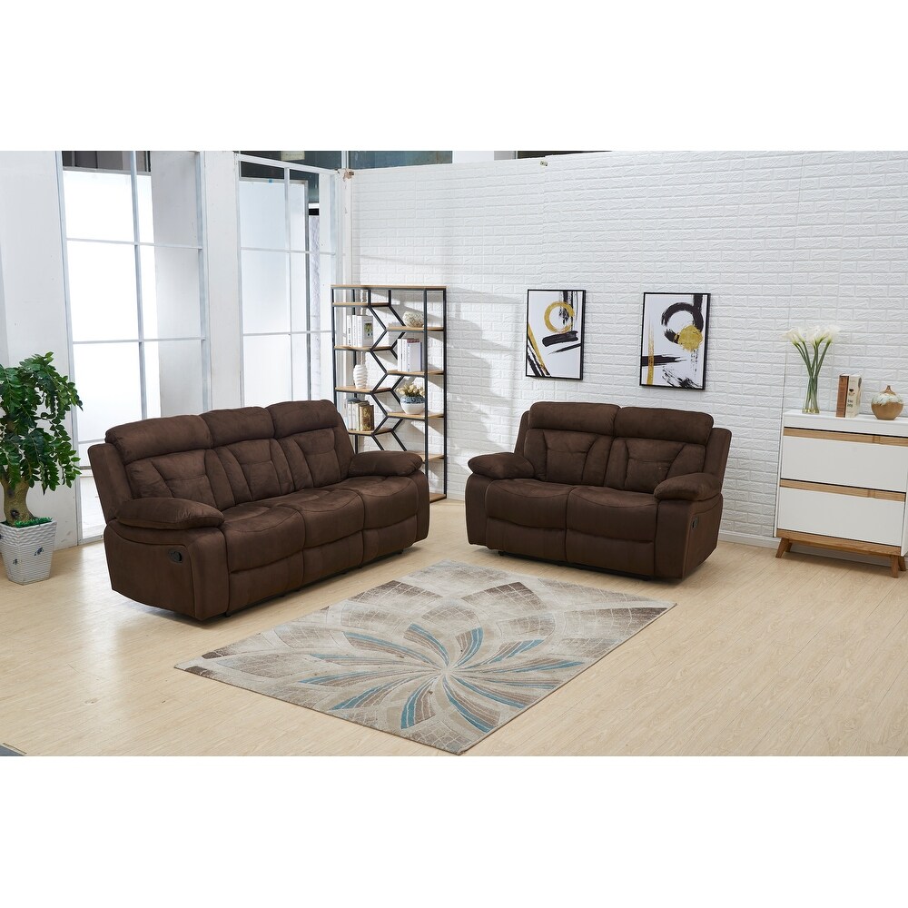 Betsy Furniture 2 Piece Microfiber Reclining Living Room Set  Sofa and Loveseat