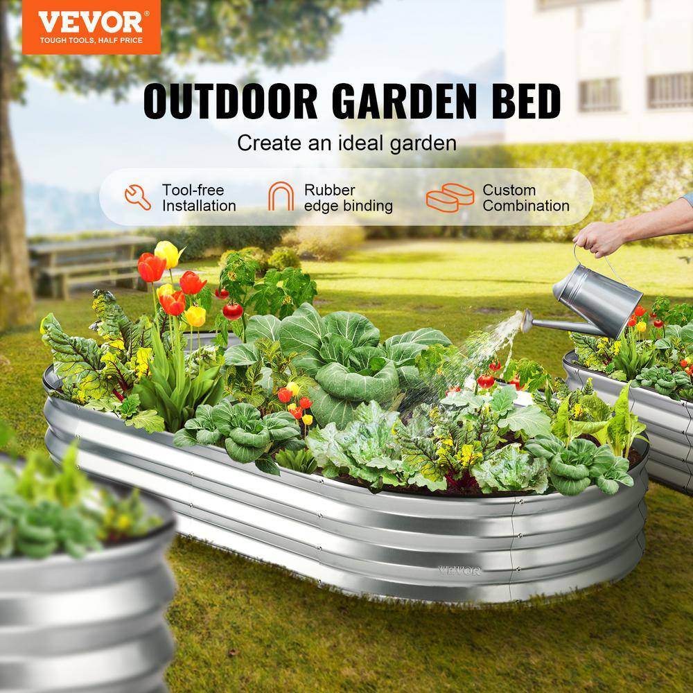 VEVOR 6 ft. x 3 ft. x 1 ft. Raised Garden Bed Galvanized Metal Planter Box with Open Base Outdoor Planting Boxes LDSJSZZCTYS70D35OV0