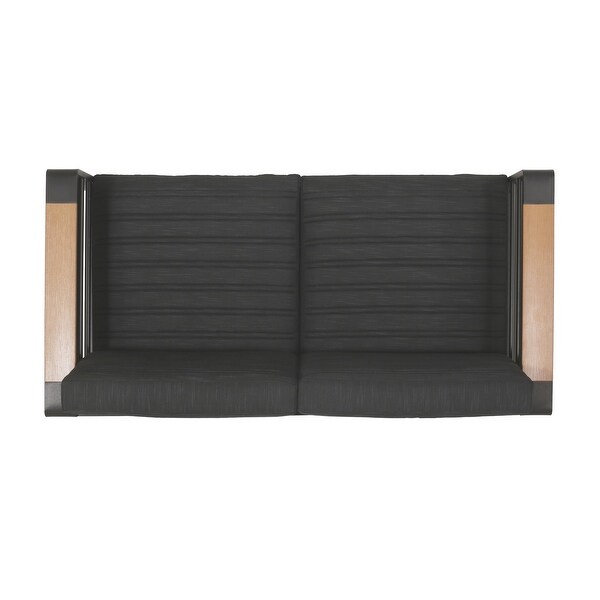 Giovanna Outdoor Black Aluminum Loveseat with Charcoal Cushions by Christopher Knight Home