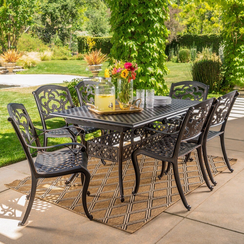 Abigal Outdoor Copper Cast Cast Aluminum Rustic Dining Set by Christopher Knight Home