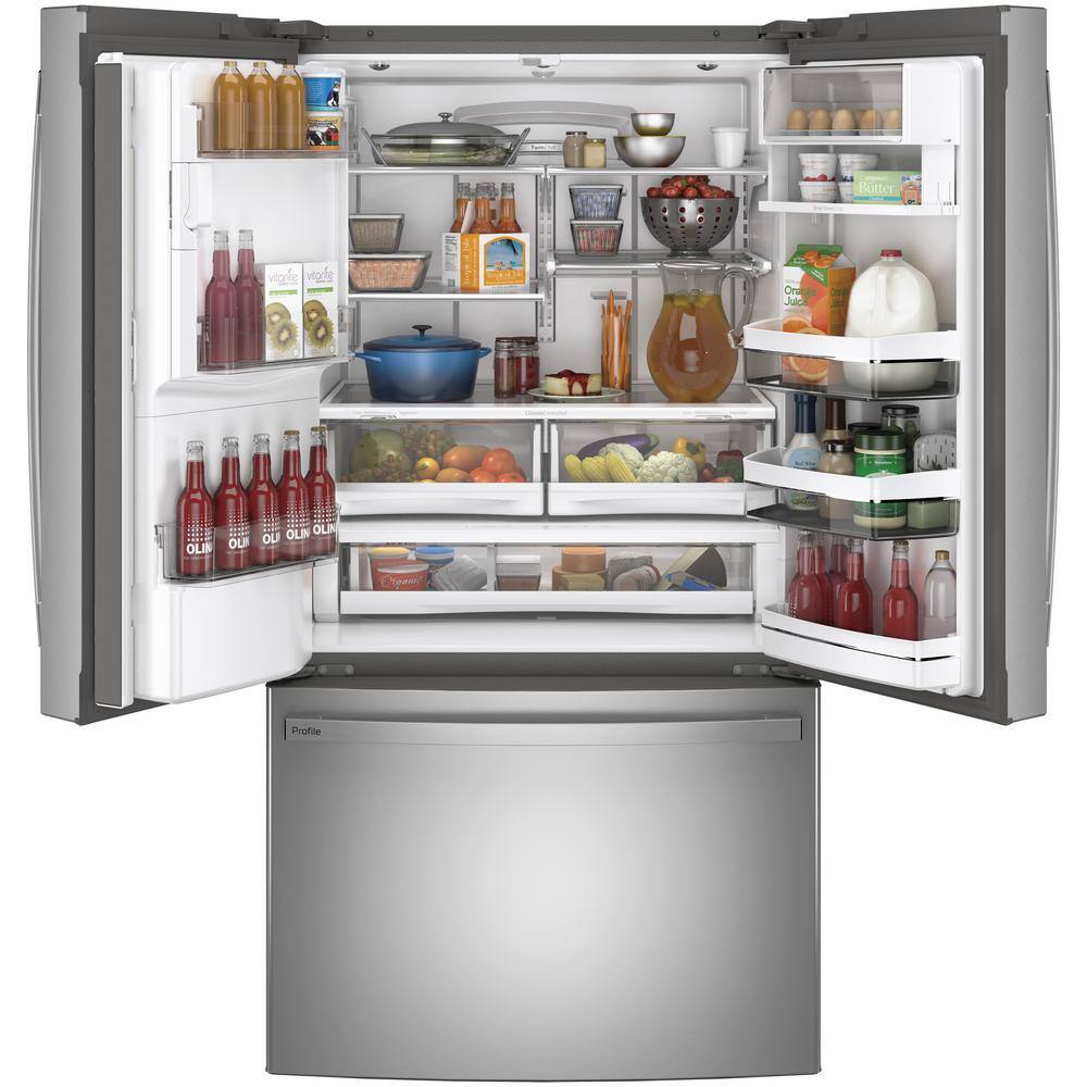 GE Profile 27.7 cu. ft. French Door Refrigerator with Autofill in Fingerprint Resistant Stainless Steel ENERGY STAR PFE28KYNFS