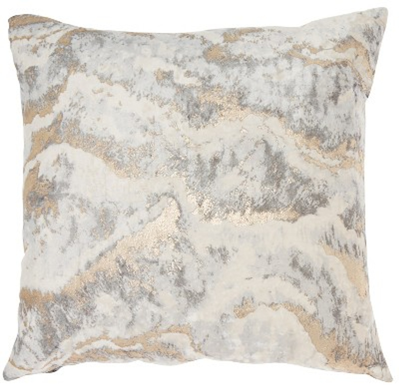 Mina Victory Sofia Metallic Marble 18 x 18 Indoor Throw Pillow Light Gray