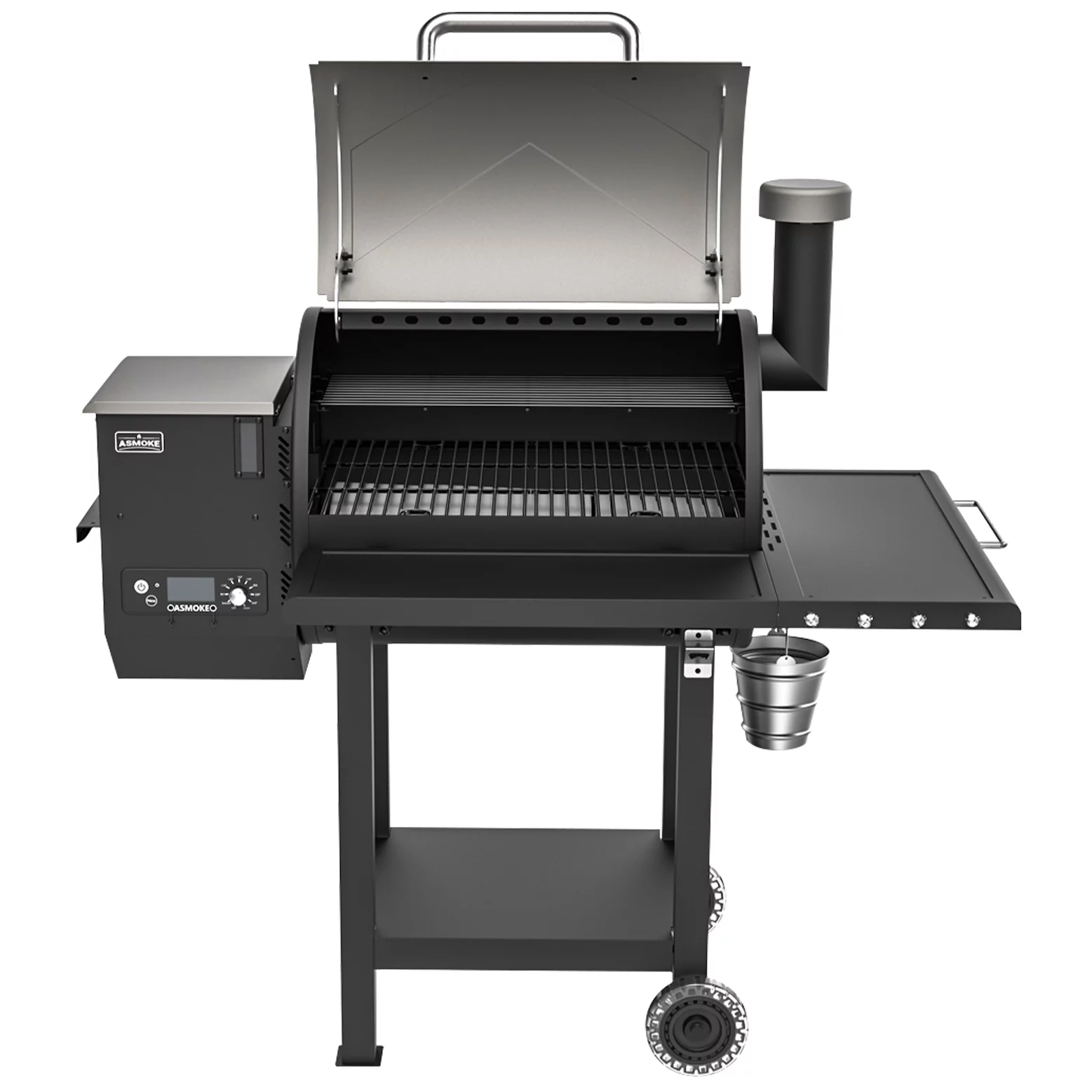 ASMOKE AS660N1 Wood Pellet Grill and Smoker 700 sq. in. with 2 Meat Probes， Chrome