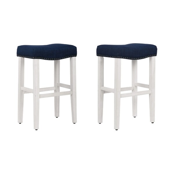 Carter Saddle Upholstered Backless Bar Stool (Set of 2)