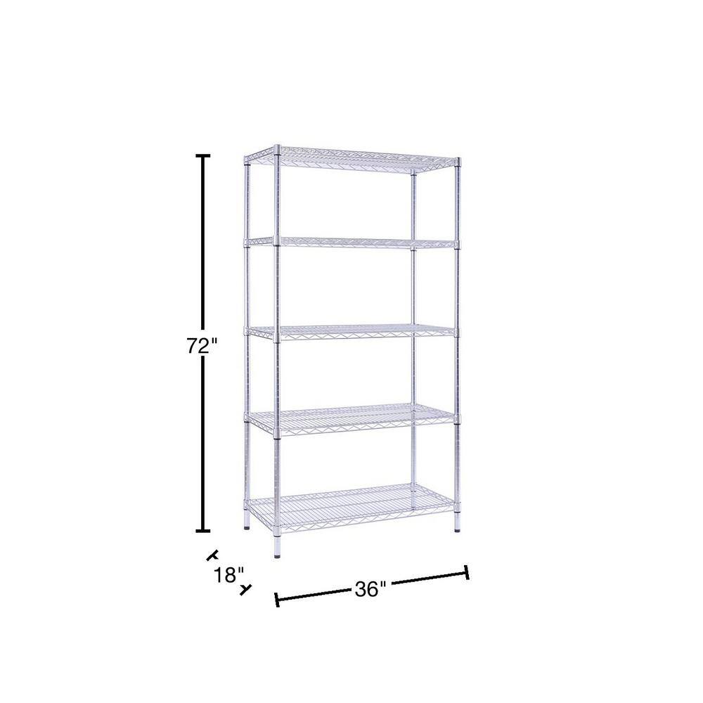 mzg 5 Tier Commercial Chrome Shelving Unit 18 in. x 36 in. x 72 in. U4590180OIBH513KC