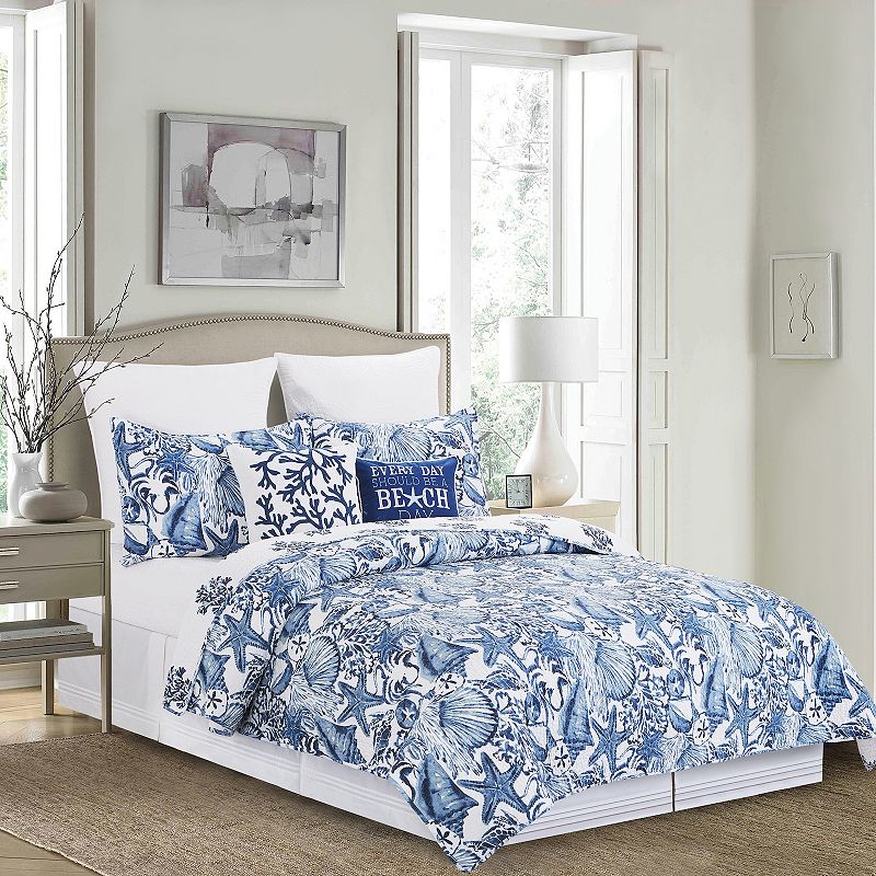 CandF Home Blue Coast 3-Piece Quilt Set with Shams