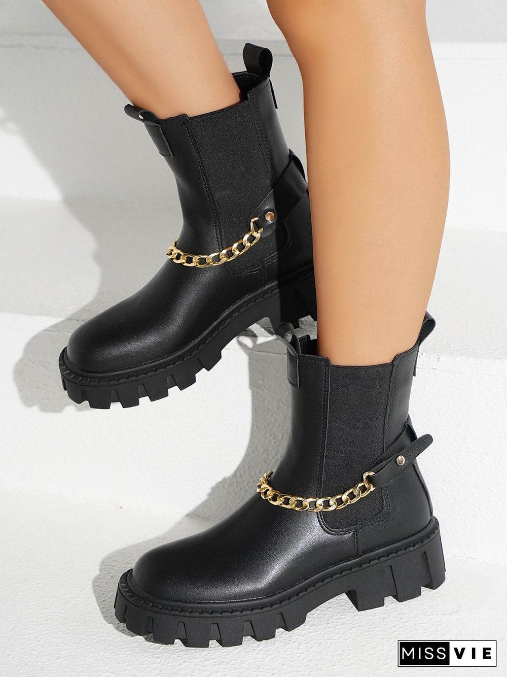 Platform Booster Chain Chelsea Boots