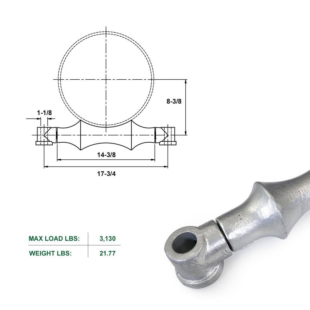 The Plumber's Choice 14 in. Galvanized Steel Hot Dipped Double Rod Pipe Roller with Sockets (5-Pack) IE14-ISTB-5