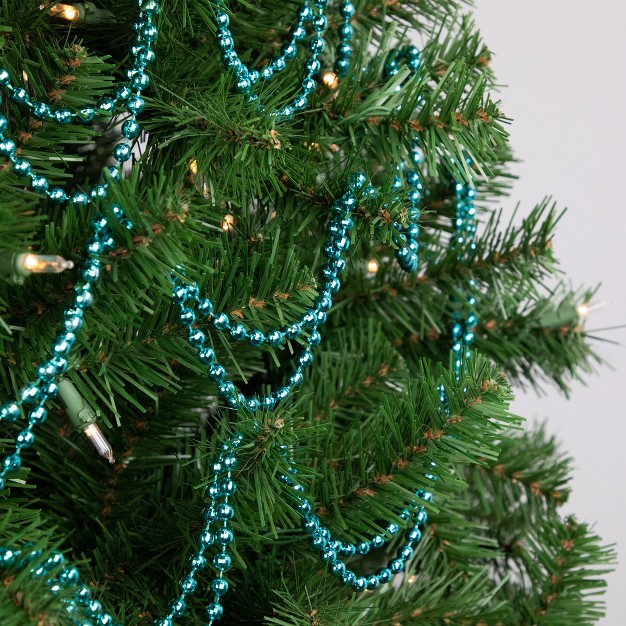 Northlight 15 x27 Shiny Blue Metallic Faceted Beaded Christmas Garland Unlit